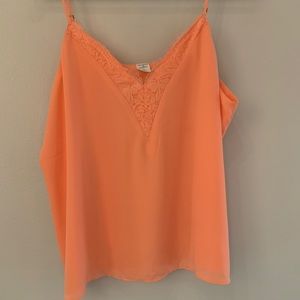 XL Silk tank with lace detailing